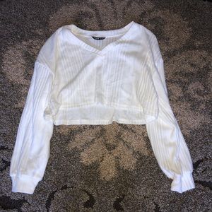 white cropped sweater